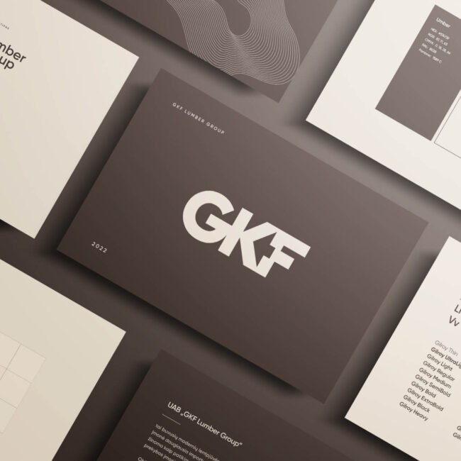 GKF brand identity presentation slides for logo design